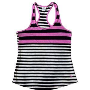 Y2K Pink Victoria's Secret Racerback Tank Top Striped Black White Pink Small